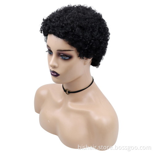 Wholesale Short Curly Hair Wigs Pixie Cut Brazilian Human Hair For Black Women Natural Black 99J 150% Density Glueless Wigs